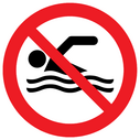 P049 Prohibition: No swimming symbol only Text: 